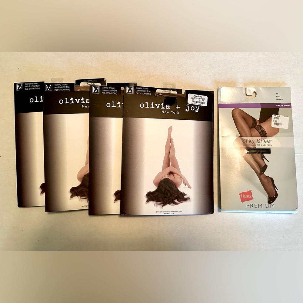 2/$10 Nude nylons and black thigh-highs, Medium
